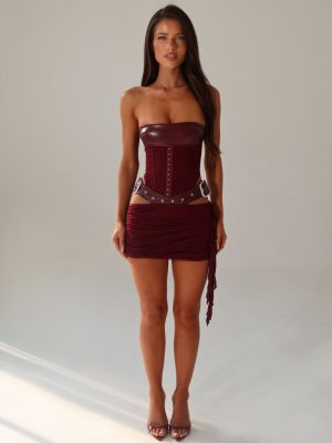 DESIREE MINI DRESS BURGUNDY