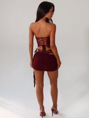 DESIREE MINI DRESS BURGUNDY