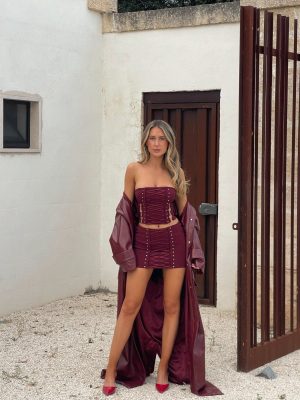 MARTINE MINI SKIRT BURGUNDY