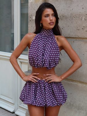 ANAHI TOP MAUVE POLKA DOT