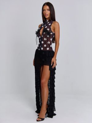 MAELIS MAXI DRESS BLACK POLKA DOT